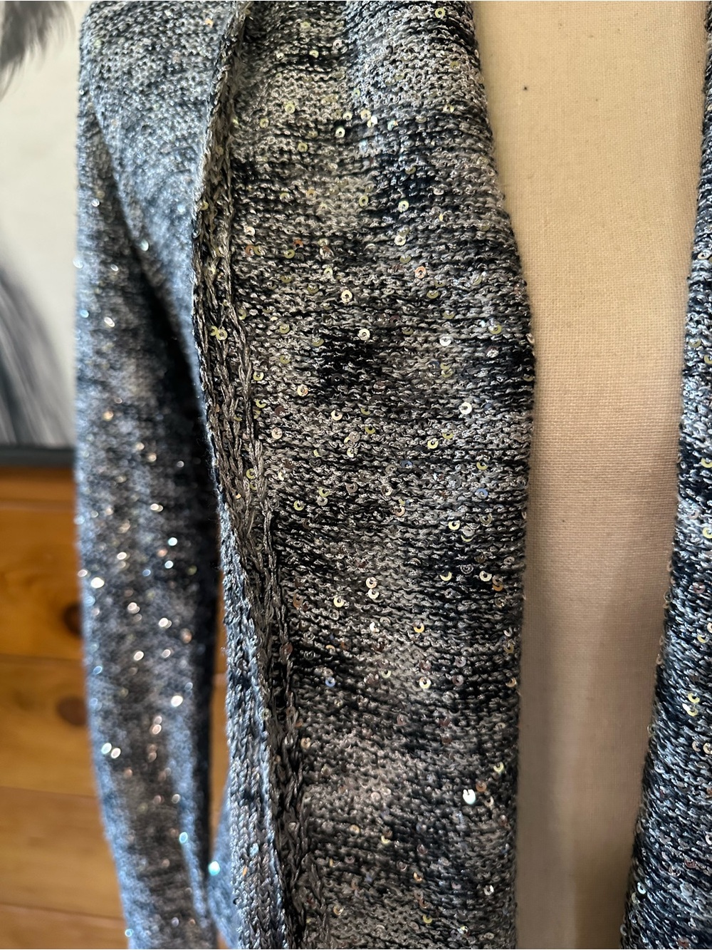 INC Sequin Cardigan with Ruffle - Picture 2 of 6